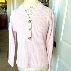 J Jill Henley, oversized blush pink waffle knit sweater, size XS